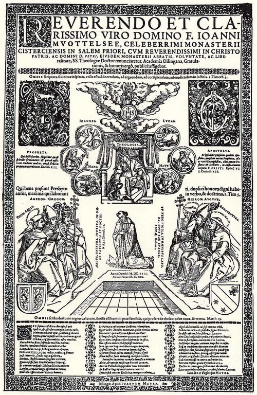 Mayer, Johann: Flugschrift zur Ehre von Johann Muottelsee, Prior des Zistersienserklosters und Rektor der Universitt, 19. November 1613