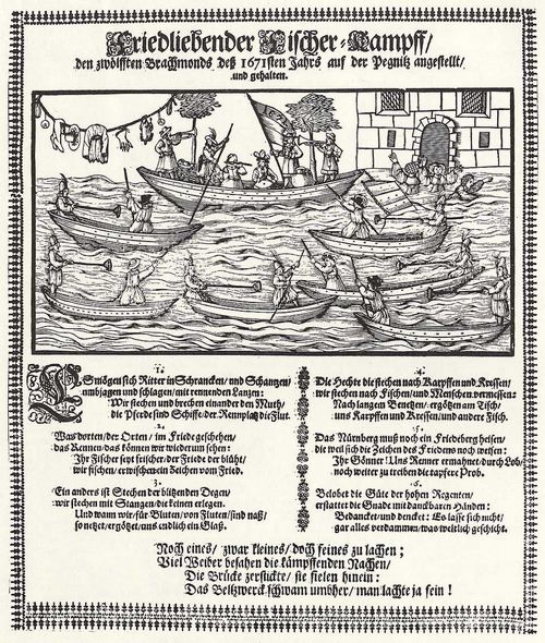 Nrnberger Meister von 1671: Wettbewerb der Fischer auf der Pegnitz in Nrnberg