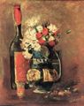 Gogh, Vincent Willem van: Vase mit weißen Nelken und Röschen und Flasche