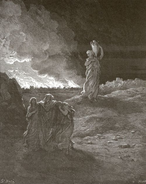 Dor, Gustave: Bibelillustrationen: Lots Familie verlt Sodom
