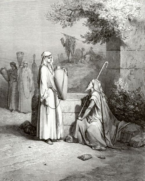 Dor, Gustave: Bibelillustrationen: Rebekka und Eliser