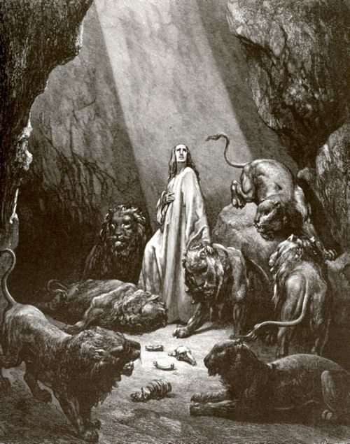 Dor, Gustave: Bibelillustrationen: Prophet Daniel in der Lwengrube