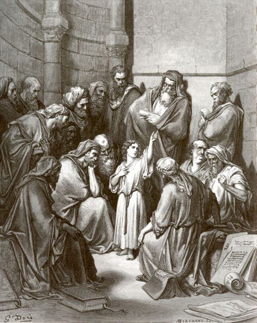 Dor, Gustave: Bibelillustrationen: Jesusknabe im Tempel