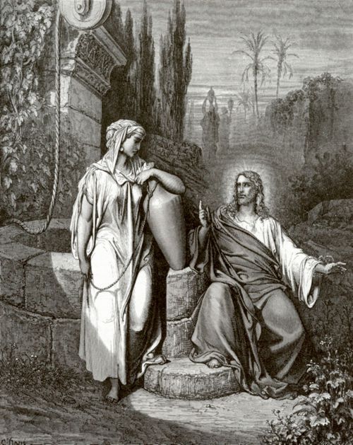 Dor, Gustave: Bibelillustrationen: Jesus Christus und das Weib aus Samarien