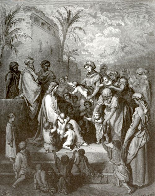 Dor, Gustave: Bibelillustrationen: Christus segnet die Kindlein