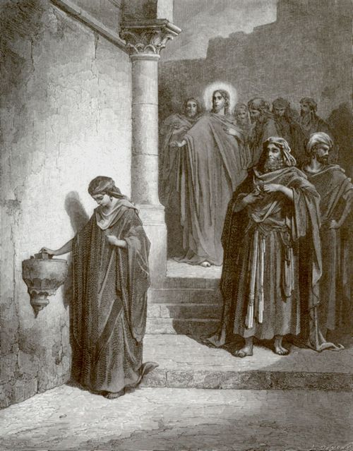 Dor, Gustave: Bibelillustrationen: Das Opfer der Witwe