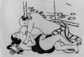 Torii Kiyonobu: [Auf dem Rcken liegende Frau, Mann kommt von vorne]