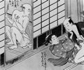 Suzuki Harunobu: [Junges Paar von einem Alten beobachtet], Detail