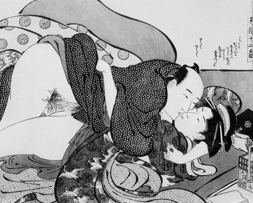 Katsukawa Shunchō: Liebe mit einer Kurtisanenschlerin