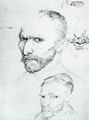 Gogh, Vincent Willem van: Selbstbildnis, barhaupt; Studienblatt II