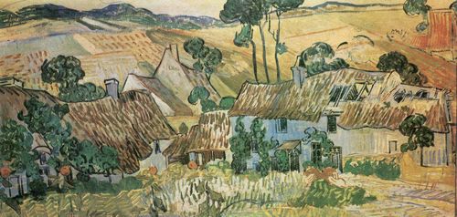 Gogh, Vincent Willem van: Strohgedeckte Huser vor einem Hgel
