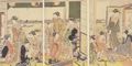 Chobunsai Eishi: Das Teehaus Ogiya am Sumida-Fluss; Triptychon