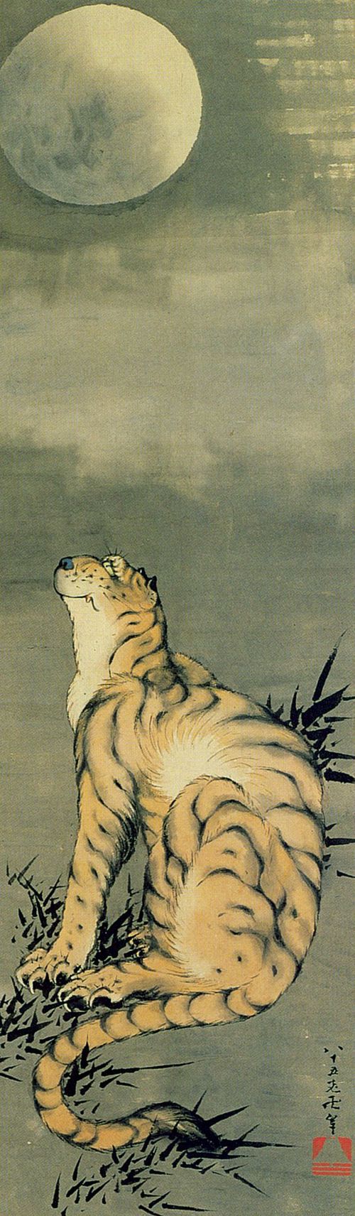 Katsushika Hokusai: Der auf den Mond blickende Tiger