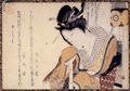 Katsushika Hokusai: Eine Schöne mit dem Lauteninstrument Shamisen
