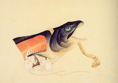 Katsushika Hokusai: Fisch und Mäuse