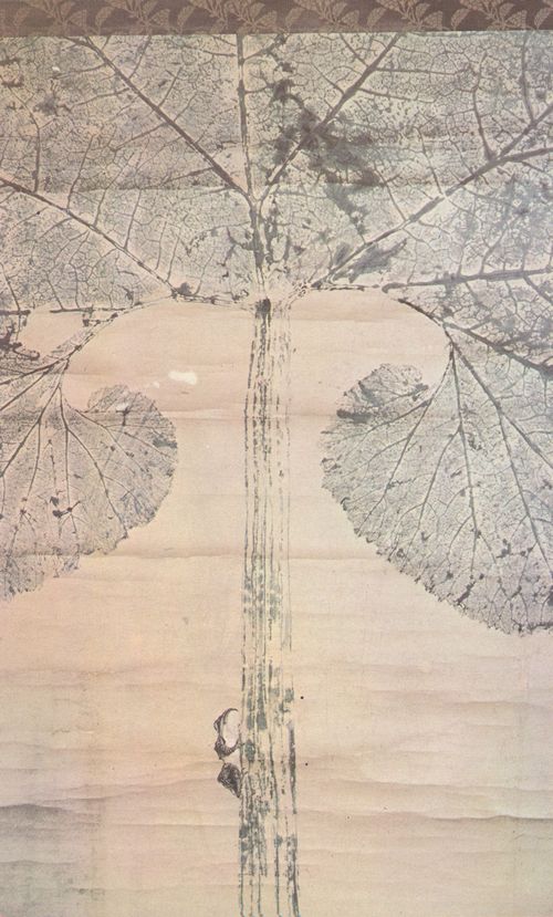 Katsushika Hokusai: Frosch auf einer Klette
