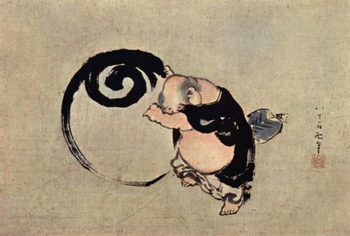 Katsushika Hokusai: Hotei, Gott des Glücks und der Heiterkeit
