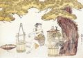 Katsushika Hokusai: Kaltwasser-Händlerin; Ausschnitt