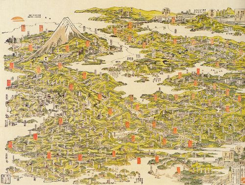 Katsushika Hokusai: Karte der Sehenswürdigkeiten auf der Tokaido-Straße