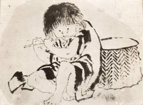 Katsushika Hokusai: Knabe mit Flöte