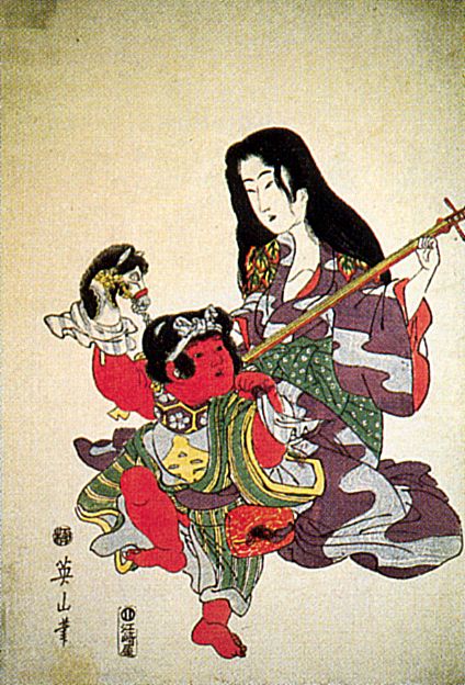 Kikukawa Eizan: Der goldene Junge Kintaro und seine Ziehmutter Yamauba