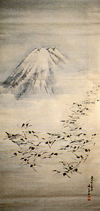 Kishi Renzan: Fuji-Berg und Schwarm der Kraniche