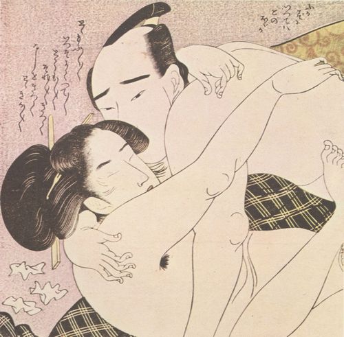 Kitagawa Utamaro: Aus einem erotischen Album (Shunga): Liebespaar; Ausschnitt