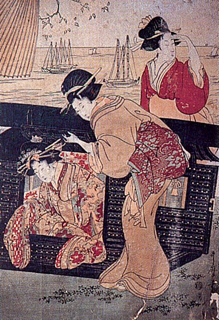 Kitagawa Utamaro: Liebevolle Blumenbetrachtung in Gotenyama