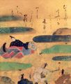 Tawaraya Sotatsu: Musashino (Brennendes Gestrpp), Szene aus der Erzhlsammlung »Ise-Monogatari«