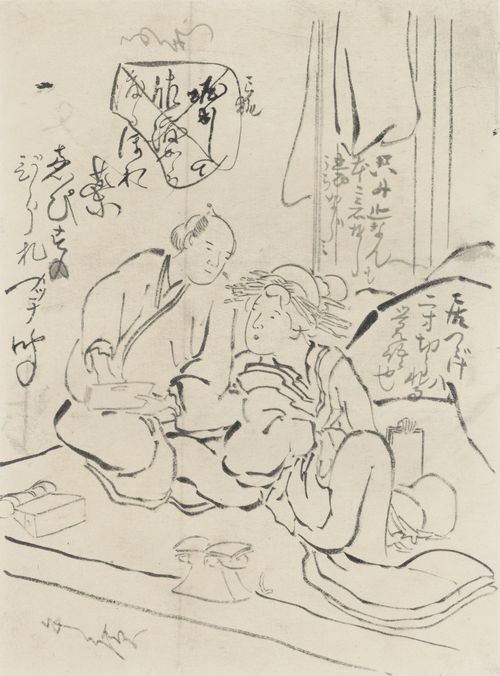 Teisai Hokuba: Ein Mann und eine Frau auf der Schlafmatte