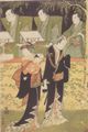 Torii Kiyonaga: Die Schauspieler Sawamura Sojuro III. und Iwai Hanshiro IV. in einer Michiyuki-Szene