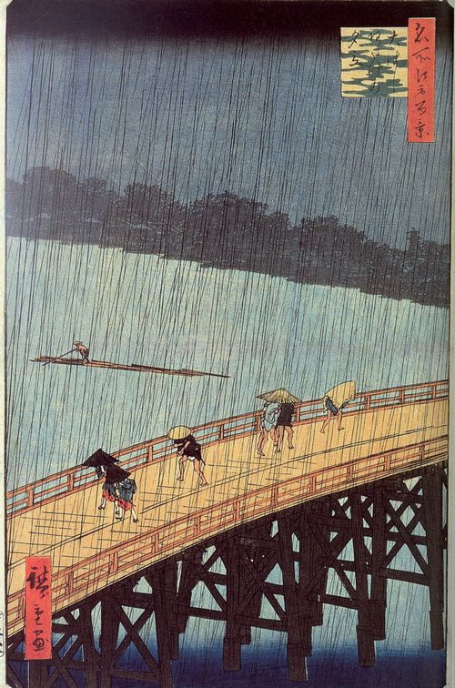 Utagawa Hiroshige: Aus der Serie »Hundert Sehenswrdigkeiten von Edo«: Ohashi-Brcke whrend des Wolkenbruches.