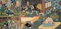 Utagawa Kunisada I.: Aus der Serie »Kanadehon Chushingura«: Der 4., 5., 6. Akt; Triptychon