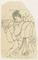Utagawa Kunisada I.: Junge Frau mit einer Decke unterm Arm (Schauspielszene)