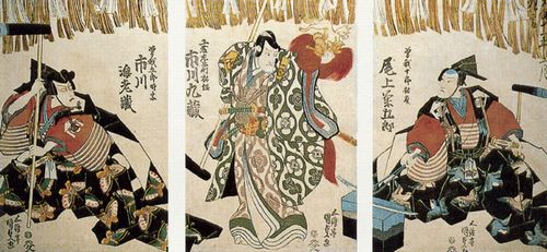 Utagawa Kunisada I.: Streit des Sanjo Kokaji mit den Brdern Soga