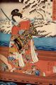 Utagawa Kuniyoshi: Aus der Serie »Die fnf Naturelemente als Imitation der Kapitel aus dem Roman Genji-Monogatari«: Das Element Wasser – Kapitel »Ukifune«; das rechte Blatt des Tryptichons
