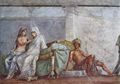 Meister der Aldobrandinischen Hochzeit: Aldobrandinische Hochzeit, Detail: Aphrodite, Braut und Dionysos
