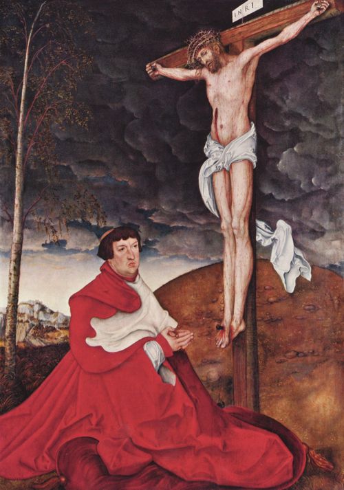 Cranach d. ., Lucas: Kreuzigung mit knienendem Kardinal Albrecht von Brandenburg (Portrt)