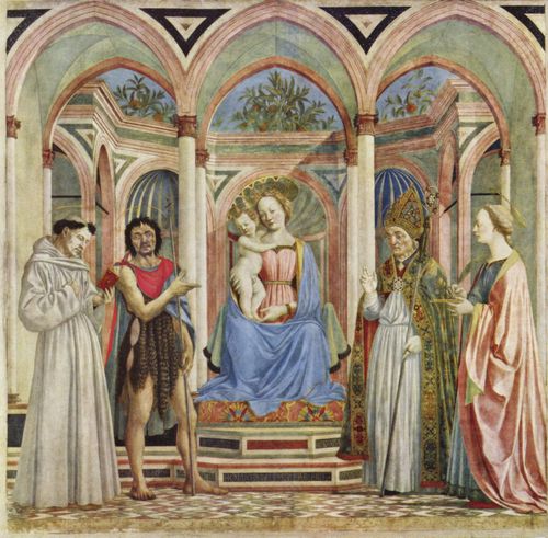Domenico Veneziano: Marienaltar, Szene: Maria mit Kind und Heiligen