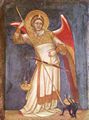 Guariento: Gemlde aus der Kapelle des Palazzo Carrara in Padua, Szene: Erzengel Michael wiegt eine Seele