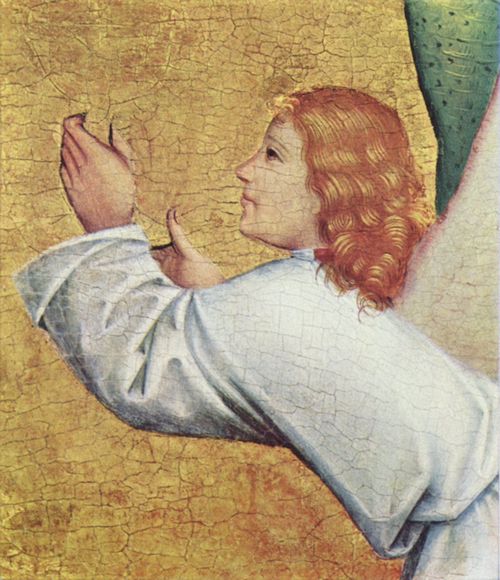 Meister von Liesborn: Kreuzigung Christi, Fragment, Szene: nach links fliegender Engel
