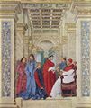Melozzo da Forl: Papst Sixtus IV. ernennt Platina zum Prfekten der Bibliothek