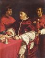 Raffael: Porträt des Papstes Leo X. mit den Kardinälen Giulio de' Medici und Luigi de' Rossi