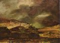 Rembrandt Harmensz. van Rijn: Stadt auf einem Hügel bei stürmischem Wetter
