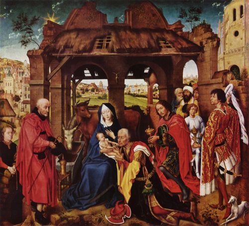 Weyden, Rogier van der: Dreiknigsaltar, Mitteltafel: Anbetung der Heiligen Drei Knige