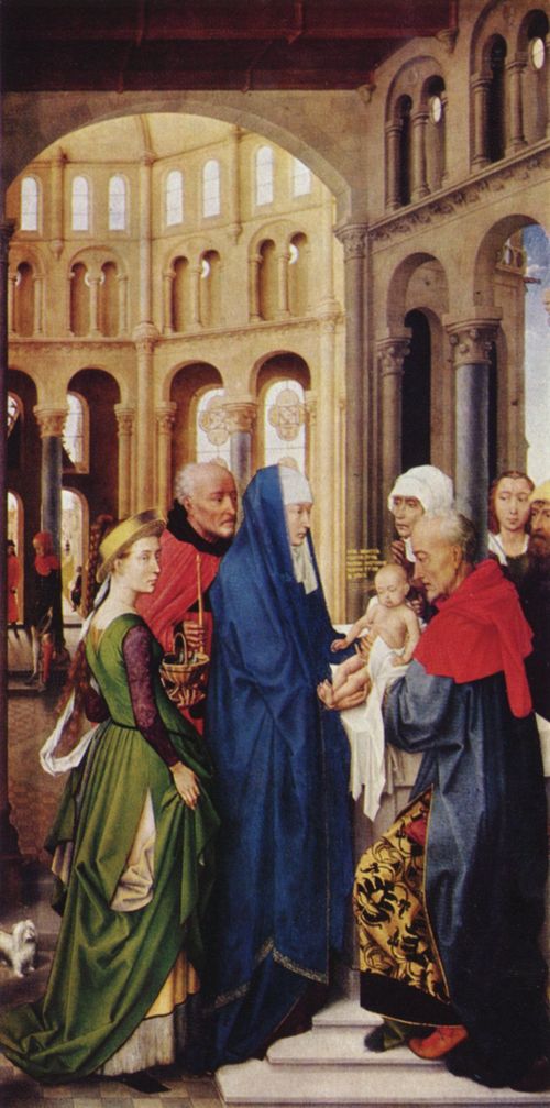 Weyden, Rogier van der: Dreiknigsaltar, rechter Flgel: Darbringung im Tempel