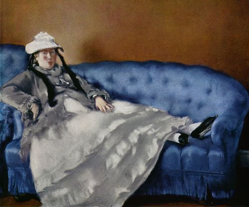 Manet, Edouard: Portrt der Frau Manet auf blauem Sofa