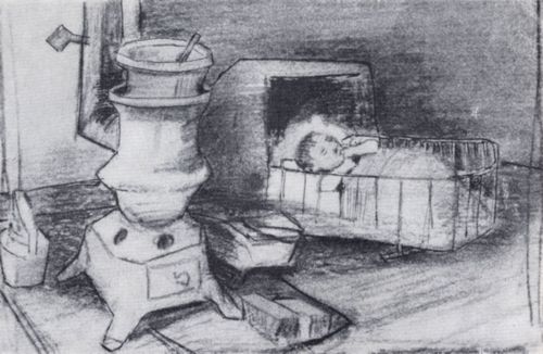Gogh, Vincent Willem van: Schlafendes Kind in der Wiege (Skizze in Brief 217)