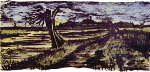 Gogh, Vincent Willem van: Landschaft mit Kopfweide (Skizze in Brief 221)