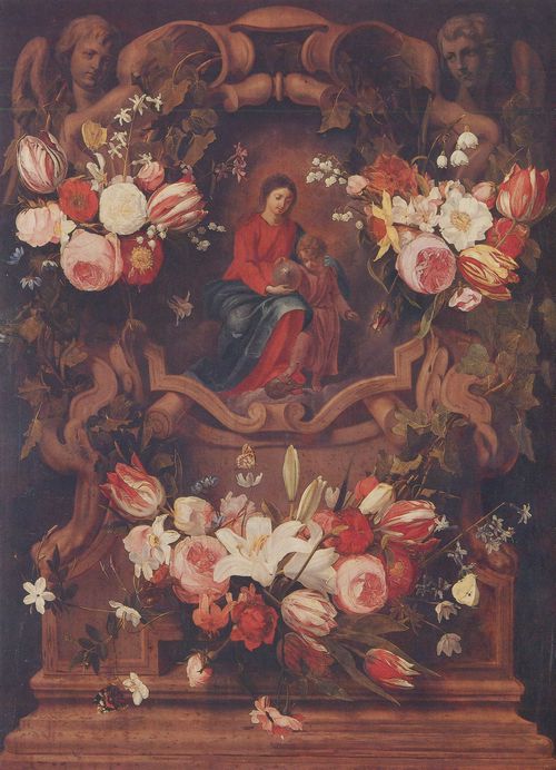 Schut, Cornelis: Blumenkranz mit Madonna und Kind